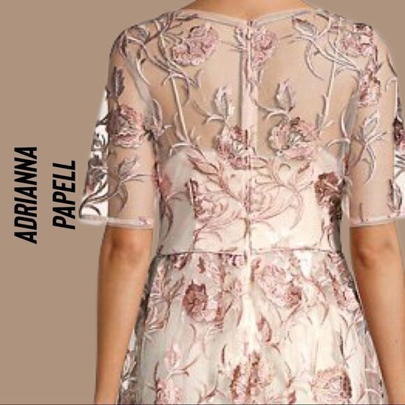 ADRIANNA PAPELL MOTHER OF THE BRIDE MAXI DRESS NWT TAUPE EMBELLISHED SIZE 4 - Picture 11 of 14